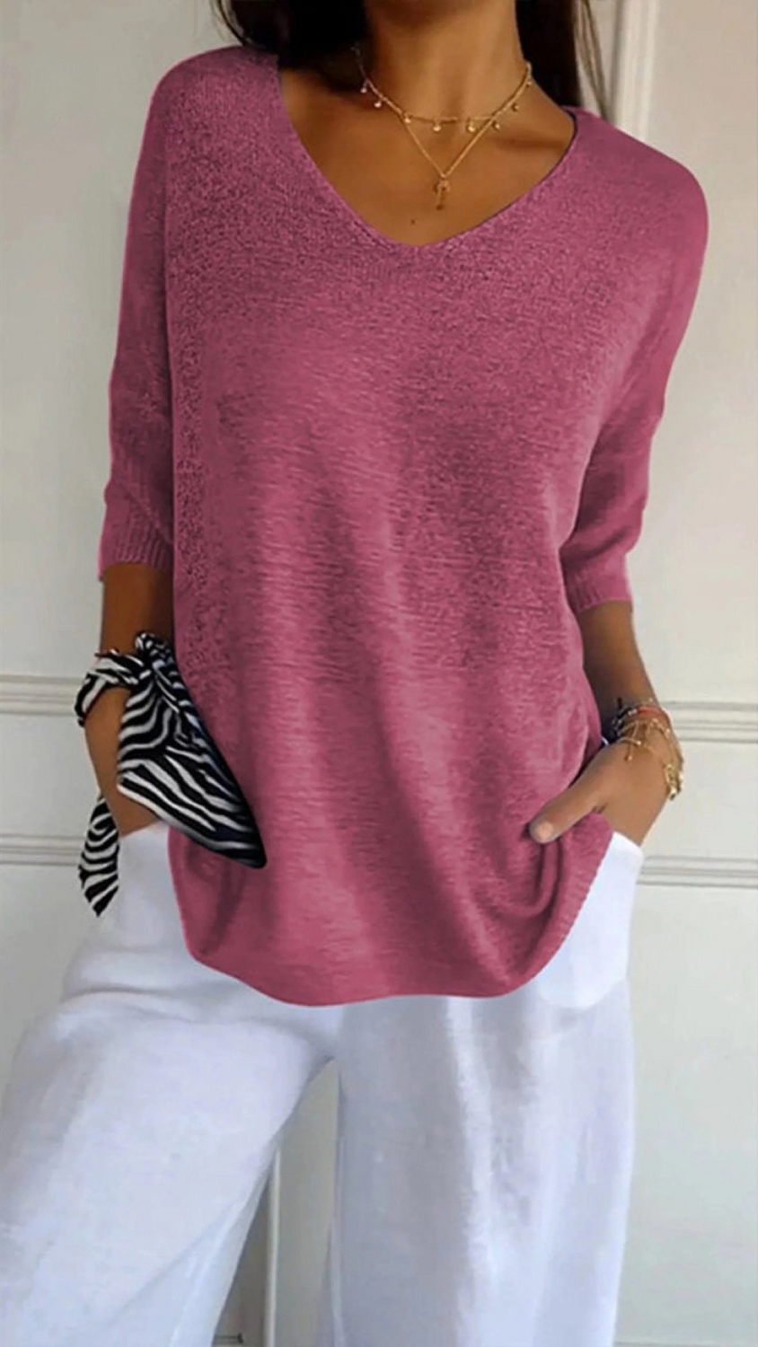 Clara – Women’s Knitted V-Neck Sleeve Top