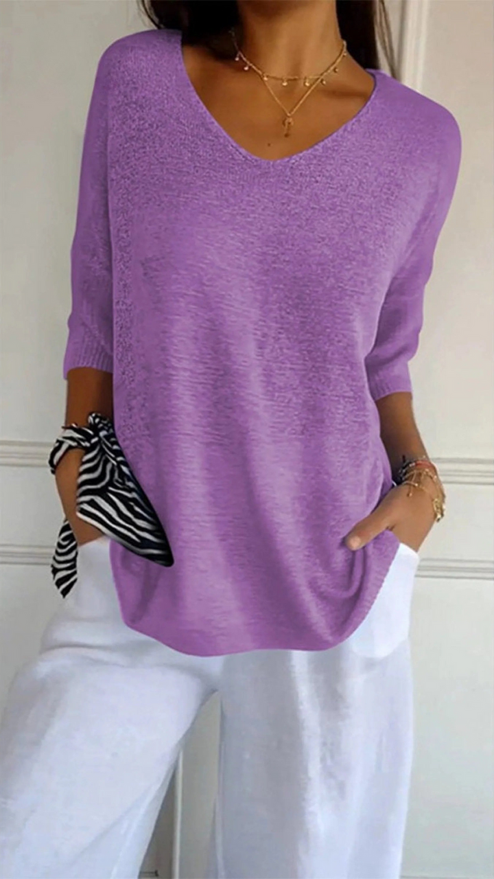 Clara – Women’s Knitted V-Neck Sleeve Top