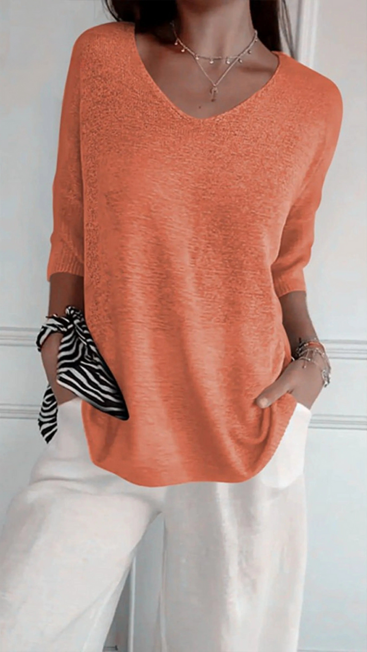 Clara – Women’s Knitted V-Neck Sleeve Top