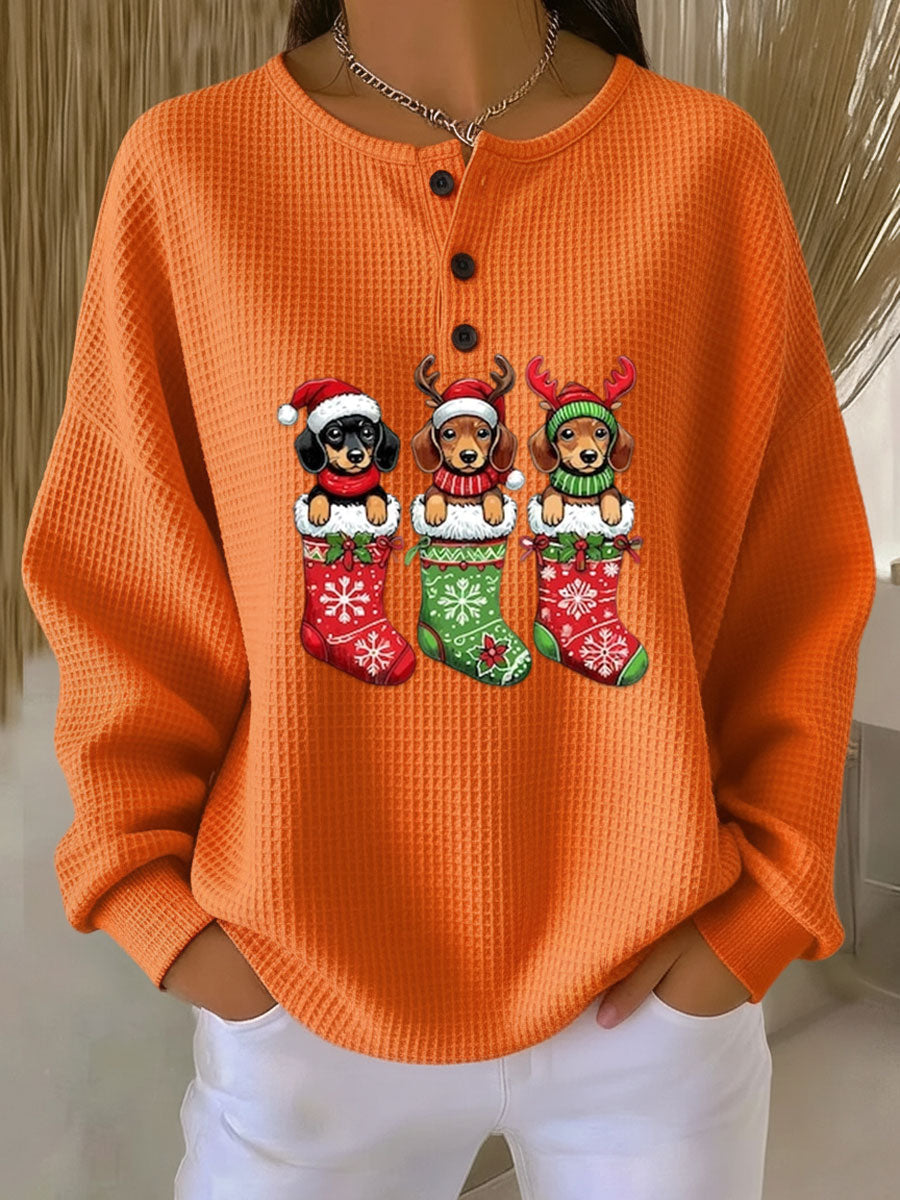 Grethe | Vintage Christmas Sweater with Canine Pattern