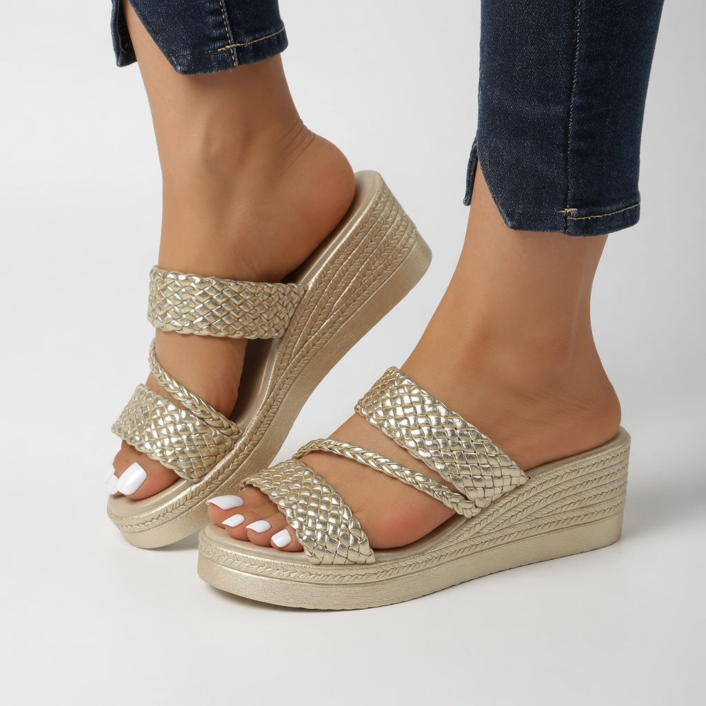 Tresseline™ — Colorful braided wedge mule for summer lightness