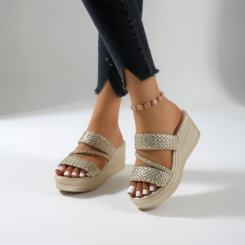 Tresseline™ — Colorful braided wedge mule for summer lightness