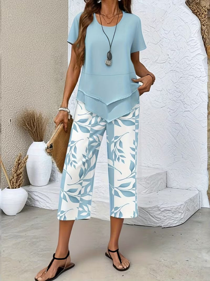 Elmyra™ | Casual Leaf Print Two-Piece Set