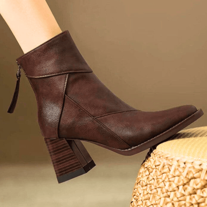 Einav - Thick Heeled British Style Ankle Boots