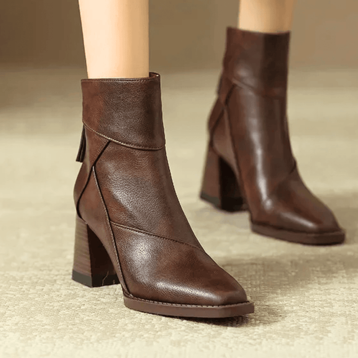 Einav - Thick Heeled British Style Ankle Boots
